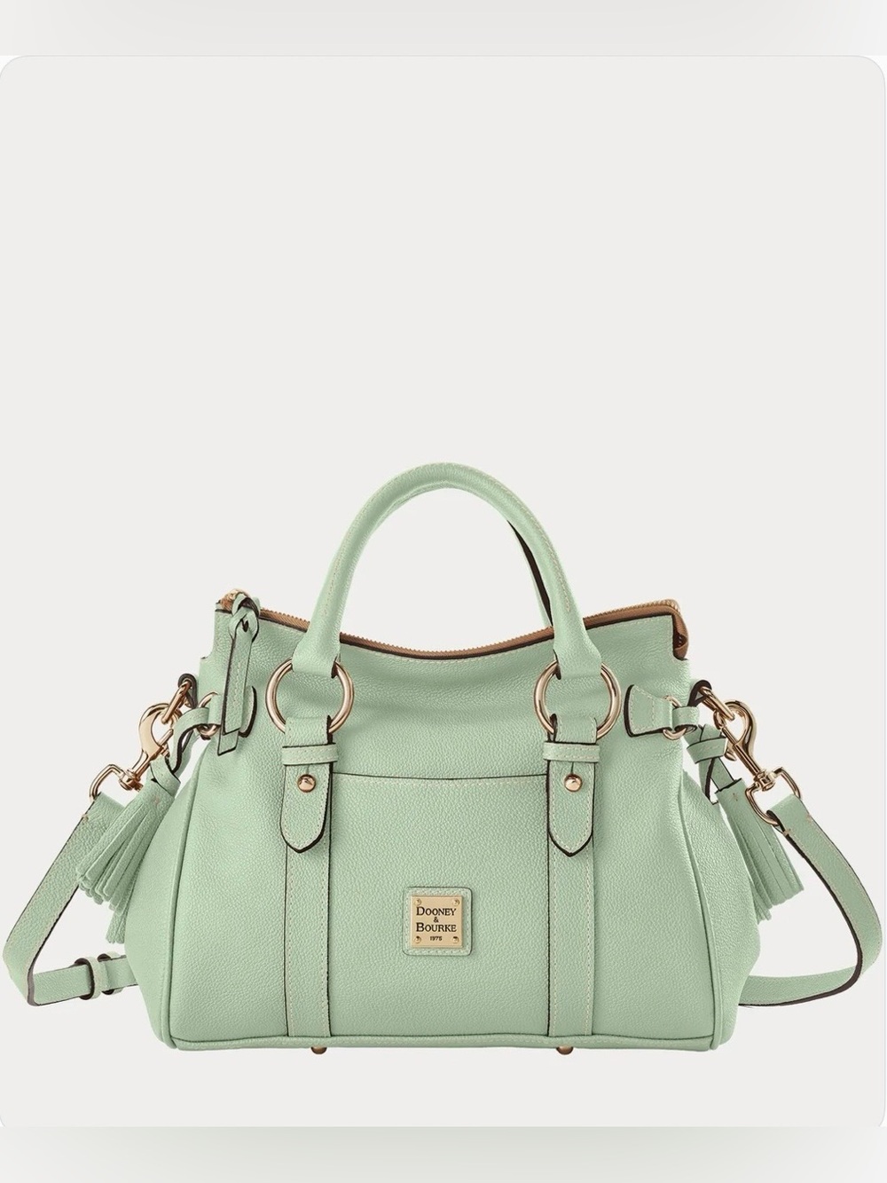 Dooney & Burke Sorrento Satchel 30 With Pocket in the color Pistachio.